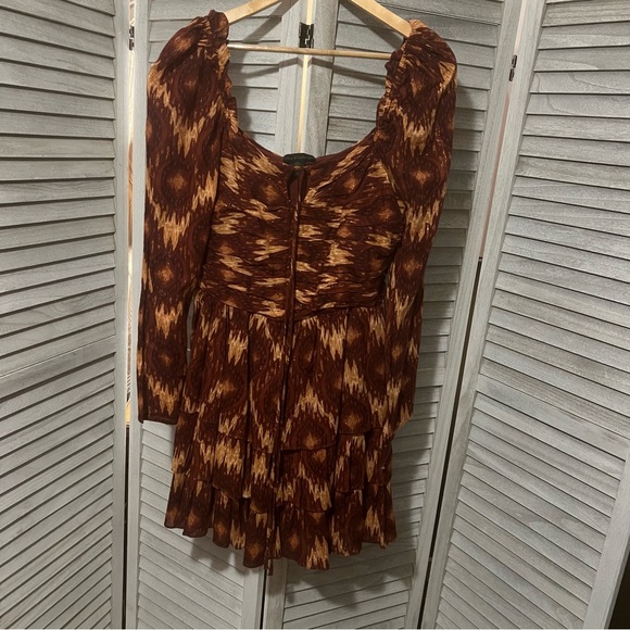 House of Harlow 1960 x REVOLVE Cotton Dress Long Sleeve Brown Size Large NWOT - Picture 2 of 8